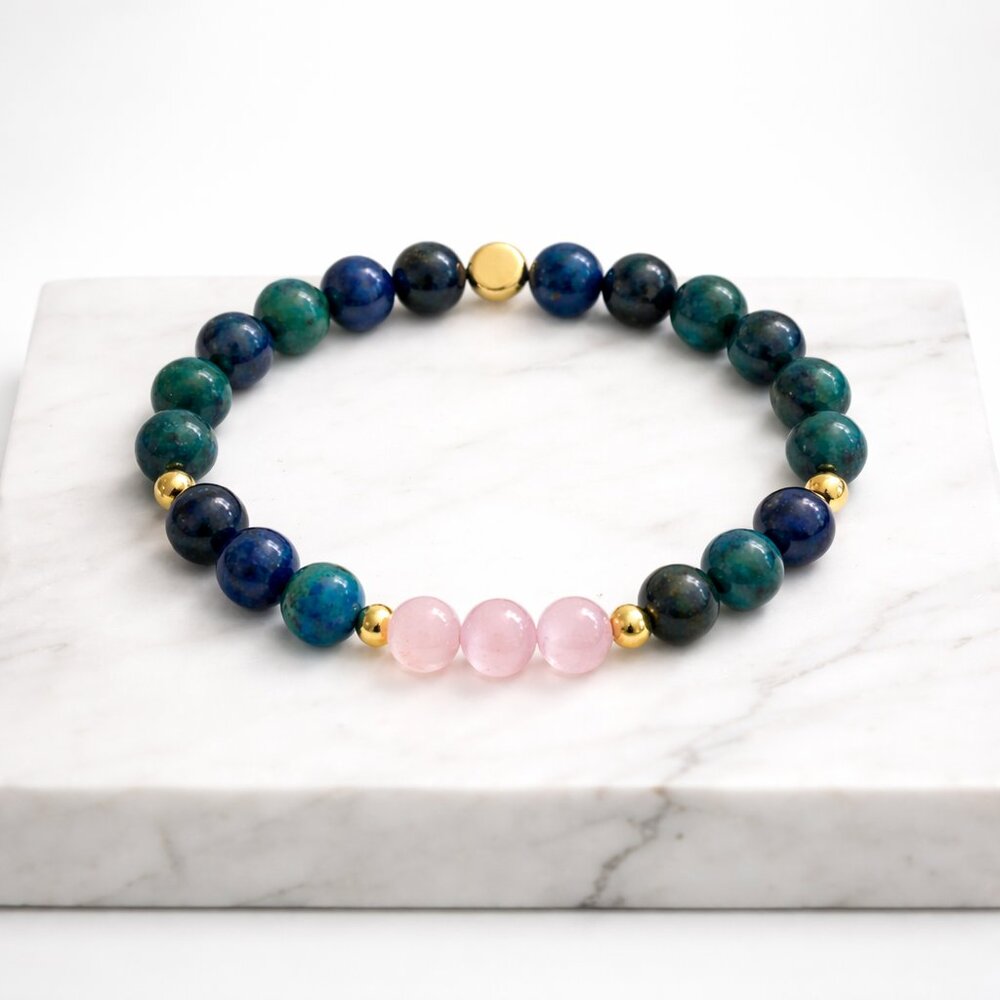 Natural Chrysocolla Pink Cat’s Eye Crystal Bracelet 8mm Gemstone Healing Jewelry